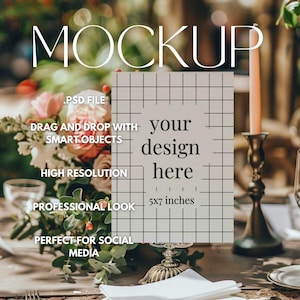 15x18 Tischnummer Mockup, Hochzeit MockUp Floral, Blumen Hochzeit Briefpapier Mockup, Tischkarte, 13x18 Karte, Hochzeitsschild, Sitzkarten Mockup