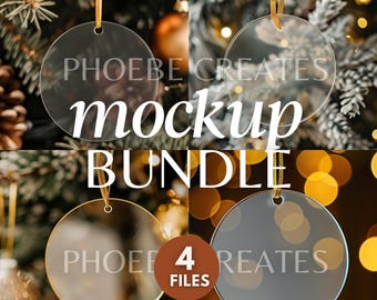 acrylic Ornament Mockup round clear acrylic ornament blank white Holiday decoration mock-up wedding ornament mockup canva smart objects