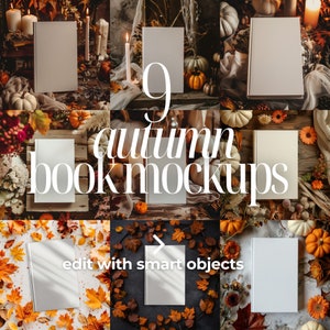 Journal notebook mockup BUNDLE of 9, autumn psd mockup, mockup template, hard cover book mockup bundle, book mockup photoshop smart object