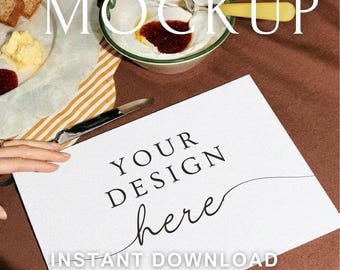 Breakfast Table Mockup A4 Landscape PSD | Printable Planner Mockup | Menu Mockup | Kitchen Scene Mockup | Styled Stock Photo | Smart Object