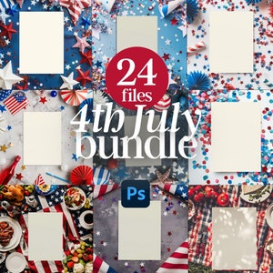 Mockup di biglietti d'invito in carta, bundle di 24 inviti di nozze 5x7, mockup di canva, modello di invito per la festa del 4 luglio, menu di compleanno, ricetta PNG .psd