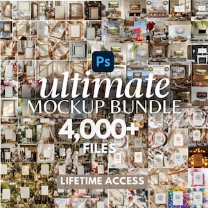 Mega Bundle Mockup Set - Whole Store Frame Mockup, Becher Mockup, Wand Mockup, Karten Mockup, Geräte Mockup, Glasdose Mockup, Maxi Cup Mockup