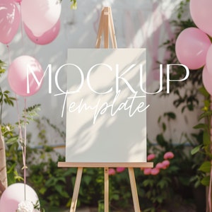 Willkommensschild Mockup, Staffelei Schild, Sitzplan Hochzeit, 18x24 Schild Mockup, rosa Mädchen Baby Shower Party Sitzplan SIBG2