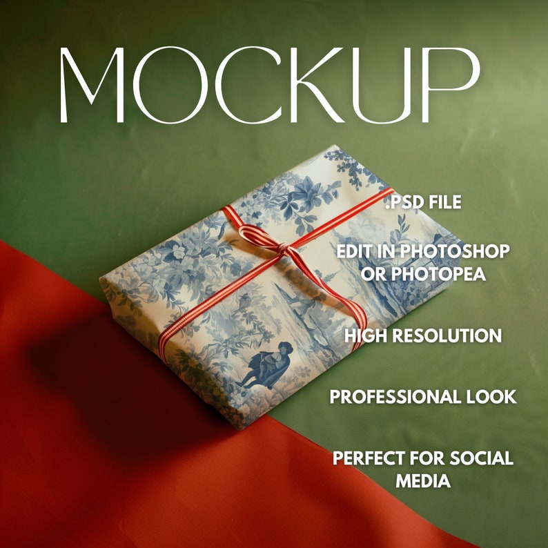 Gift Wrapping Paper Mockup Display, Digital Paper Pattern Mockup