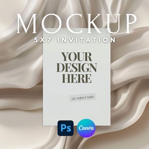 Hochzeitseinladung Mockup, Grußkartenmockup, Einladungsmockup, 5x7 Partyeinladung, Babyparty-Einladung, neutrale minimale Leinwand, PSD WPM65