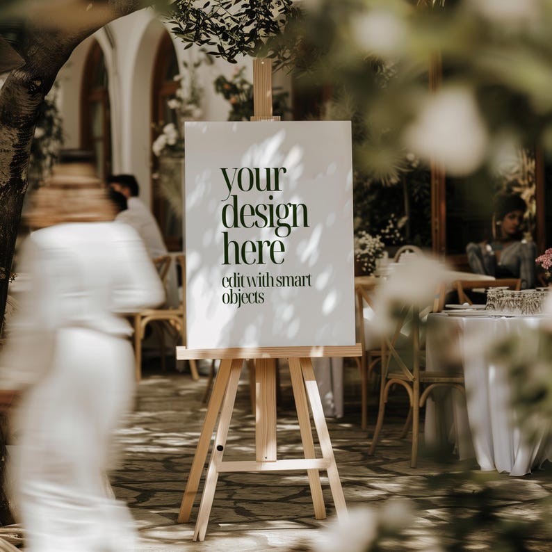 Wedding welcome sign mock up, Easel sign mock up, Wedding seating chart mockup, 18x24 sign mockup, Modern rustic minimal sign mockup SIM18 image 1