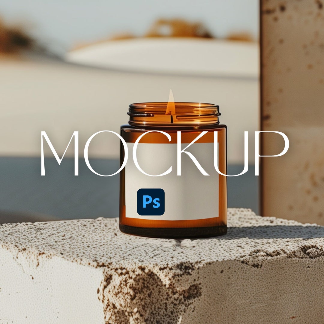 Amber Candle Mockup, Amber Candle Jar Mockup, Amber Glass Candle Mockup
