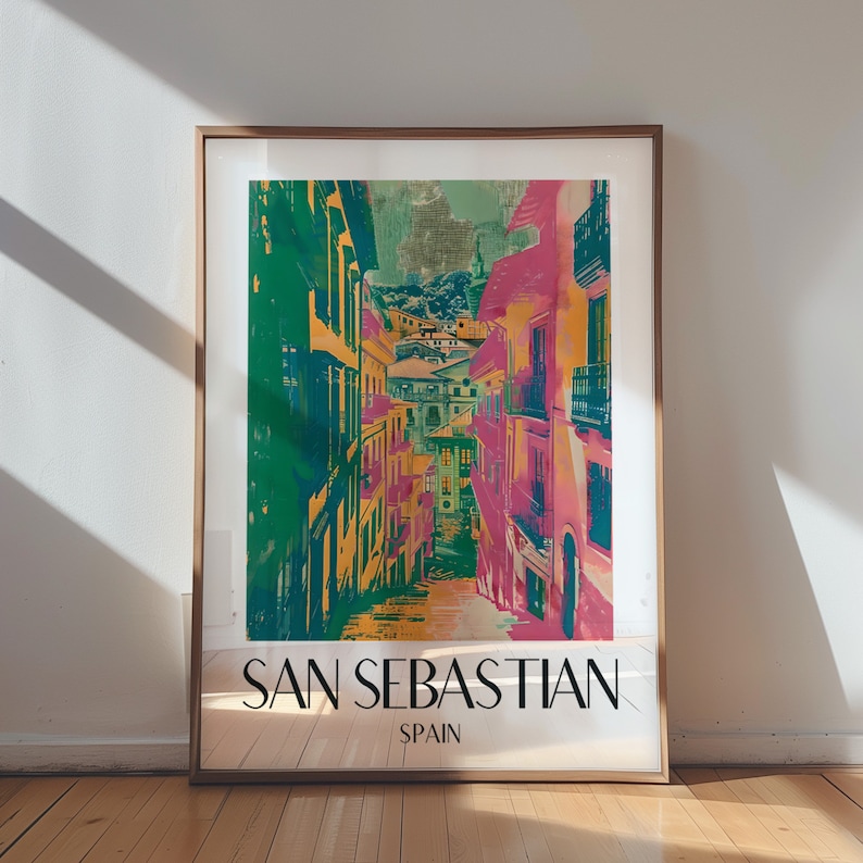 San Sebastian Vintage travel Poster Spain printable wall art Print digital download 8x12 DIN A travel gift home decor souvenir SPTP1 image 1