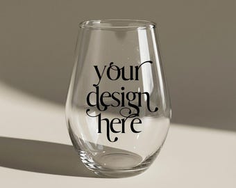 Realistic Stemless Wine Glass Mockup | Perfect for Weddings, Bride & Groom Designs | Printify-Ready Product Photography