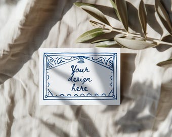 5x3.5 Inch Card Mockup Template | Photoshop Smart Object for Wedding RSVP, Save the Date, Thank You Cards | Printable Invitation Design