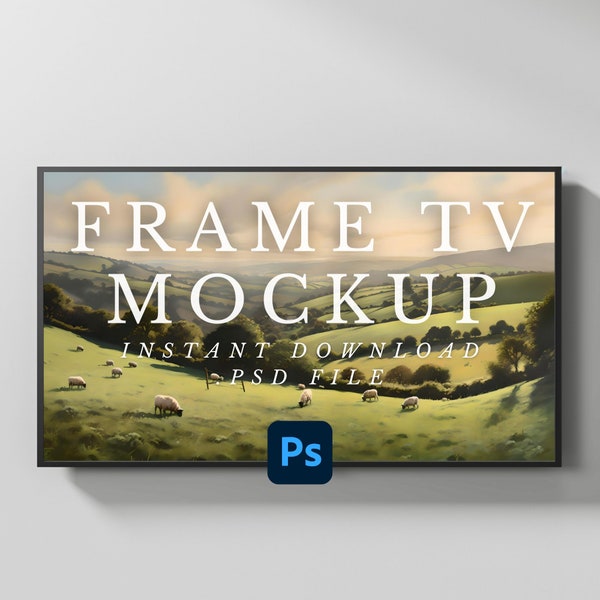 Frame TV mockup, psd mockup, empty tv mockup, TV art mockup with white background, canva drag and drop mockup horizontal mockup SFM6