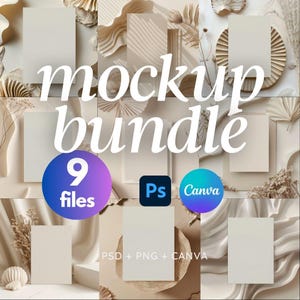 Set di 9 mockup di inviti - Mockup di biglietti d'invito 5x7 Canva mockup modello neutro minimale per feste, menu di nozze, RSVP, biglietto di ringraziamento mockup PNG .psd