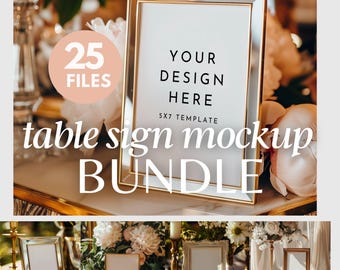 5x7 Table sign Mockup Bundle of 25, Wedding Mockup, Table frame Mock up, Wedding Frame Mock up, 5x7 Card Mock, wedding sign mockup