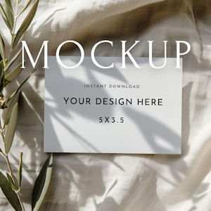 5x3.5 Inch Card Mockup Template | Photoshop Smart Object for Wedding RSVP, Save the Date, Thank You Cards | Printable Invitation Design