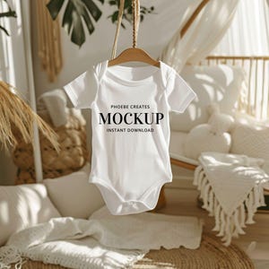 Baby Bodysuit Mockup Boho Baby Mockup Short Sleeve Mockup White Baby Romper Boho Mockup White Baby Bodysuit Mockup Infant Tshirt Mockup
