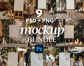 Wedding welcome sign mockup bundle, Easel sign mock up, Wedding seating chart mockup, 18x24 sign mockup, rustic minimal sign mockup SIMB1