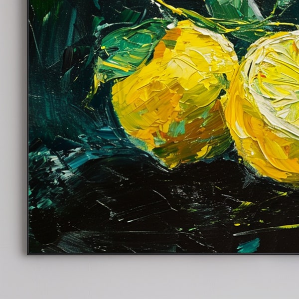 Samsung Frame TV Art textured fruit citrus lemon Oil Painting | Abstract still life oil paint Decor | DIGITAL TV Download