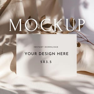 rsvp card 5x3.5 Inch Mockup Template | Photoshop Smart Object for Wedding RSVP, Save the Date, Thank You Cards | Printable Invitation Design