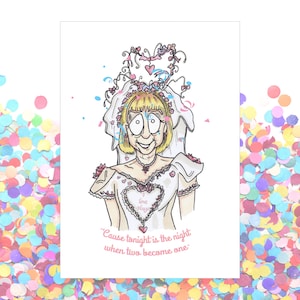 Biglietto ispirato al vicario di Dibley, matrimonio, grazie, damigella d'onore, sposo, Alice Tinker, piccolo, A6, sagrestano, chiesa, amore, anni '90