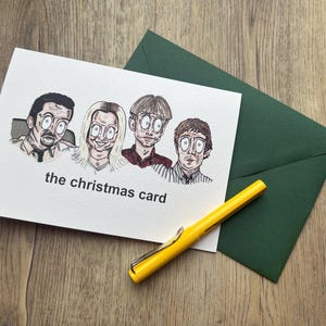 The Office UK biglietto di auguri di Natale ispirato David Brent Wernham Hogg BBC Comedy Christmas Party Tim Dawn Gareth