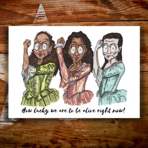 Schuyler Sisters, Hamilton Inspired Card Musical Broadway Show Alexander Hamilton Blank Birthday, Occasions, Thank You, Peggy Angelica Eliza image 1