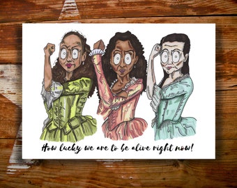 Schuyler Sisters, Hamilton Inspired Card Musical Broadway Show Alexander Hamilton Blank Birthday, Occasions, Thank You, Peggy Angelica Eliza
