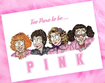 Grease Inspired Card, Pink Ladies, A5, Frenchy, Jan, Rizzo, Birthday, Occasions, Thank You, High School, Musical, Friends, Sisters, BFFs