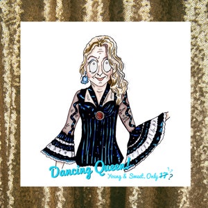 Mamma Mia Inspired Card, Donna & the Dynamos, Musical, Moederdag, Blanco, Verjaardagen, Moeder, Abba, Dancing Queen Art Print