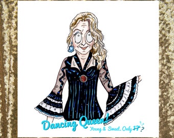 Mamma Mia Inspired Card, Donna & the Dynamos, Musical, Mother's Day, Blank, Birthdays, Mom, Abba, Dancing Queen Art Print