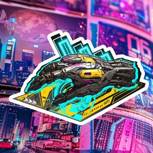 Cyberpunk Sticker - Cybernetic Hand Cool Cyberware Calcomanía, Arte vanguardista para computadoras portátiles y tecnología, Regalo ideal para jugadores