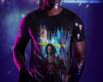 Shirt Cyberpunk 2077 - Johnny Silverhand Graphic Tee, gamer-T-shirt &#39;Never Fade Away&#39;, ideaal cadeau voor cyberpunkfans