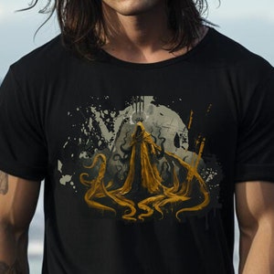 Camiseta El Rey de Amarillo - Camiseta Haunting Hastur, camiseta gráfica de terror cósmico lovecraftiano, ideal para Halloween