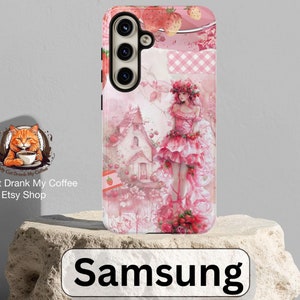 Samsung Galaxy Case Strawberry Shortcake, Cute Pink Kawaii Phone Case for Girls, Perfect Gift for Anime Lovers