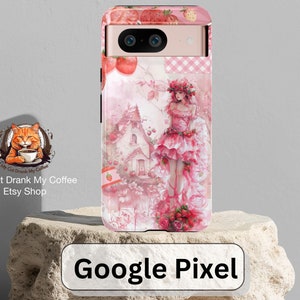Google Pixel Case Strawberry Shortcake, Cute Pink Kawaii Phone Case for Girls, Perfect Gift for Anime Lovers