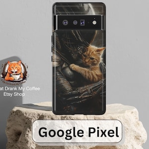 Funda para teléfono Google Pixel Xenomorph Alien x Jonesy Cat: adorable película de terror para fanáticos de los extraterrestres, regalo para amantes de la ciencia ficción y los gatos