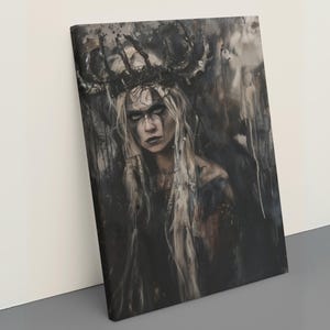 Valkyrie Warrior Goddess Canvas Print, Viking Warrior Priestess, Feminine Energy Art for Witchcraft, Empowerment