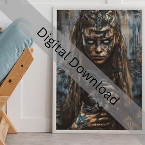 Freyja Goddess Digital Print, Freyja Norse Goddess Viking Wall Art, Freya with Cat Pagan Decor for Norse Mythology Fans
