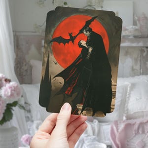 Cartões postais artísticos de Drácula e Mina - Impressão de arte de terror clássica, ilustração vintage para fãs de gótico, cartões de VDay