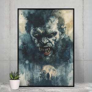 Wolfman Poster - Universal Monster Art Print, Retro Horror Decor, Perfect Gift for Classic Horror Movie Lovers