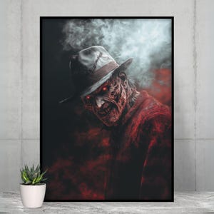 Freddy Krueger Poster - Nightmare on Elm Street Art Print for Slasher Horror Movie Fans, Perfect Halloween Gift
