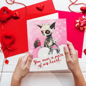 Monster Valentines Day Card - Funny Cryptid Card, Cute Skinwalker Set, Romantic Vday Greeting, Unique Crypid Gift