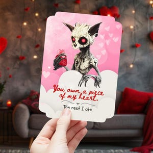 Juego de postales de monstruos de San Valentín: linda tarjeta de San Valentín críptica, divertidas tarjetas de San Valentín de Wendgio para tus seres queridos