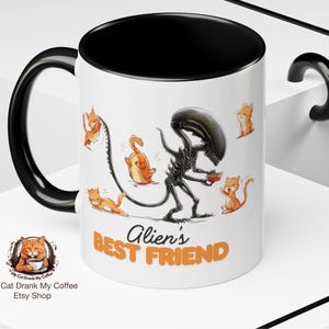 Tazza da caffè con accenti di gatto Xenomorph Alien x Jonesy (11, 15oz) - Tazza horror carina per fan degli alieni e amanti dei gatti