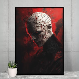 Hellraiser-poster: pinhead-kunstprint voor horrorfilmdecor, perfect halloweencadeau voor fans van slasherfilms uit de jaren 80