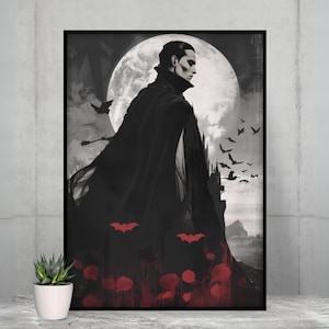 Classic Horror Dracula Art Print - Beautiful Gothic Vampire Poster for Spooky Season, Gift Fans of Gothic Literature