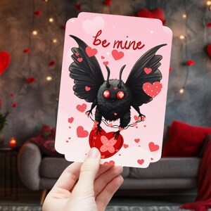 Niedliches Mothman Valentinstag Monster Postkarten Set - Mothman Valentinstag Karte, lustige Cryptid VDay Karten für Ihre Lieben