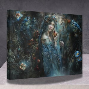 Goddess Persephone Canvas Art Print, Persephone Pomegranate, Divine Feminine Wiccan Decor, Mythology Gift