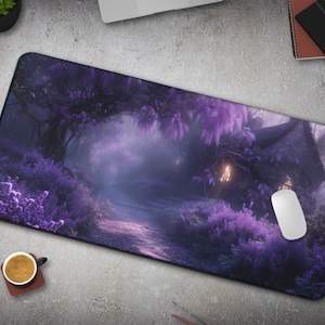 Cottagecore Floral Mousepad - Purple Wisteria Desk Mat, Decorative Home Office Accessory, Perfect Gift for Her