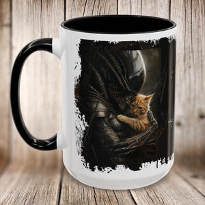 Tazza Xenomorph Alien x Jonesy Cat - Tazza da caffè carina, perfetta per gli amanti dell'horror, regalo divertente per gli amanti degli alieni