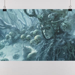 Hel Goddess Art Print, Queen of the Dead Poster, Spiritual Wall Decor, Gift for Fans of Norse Mythology